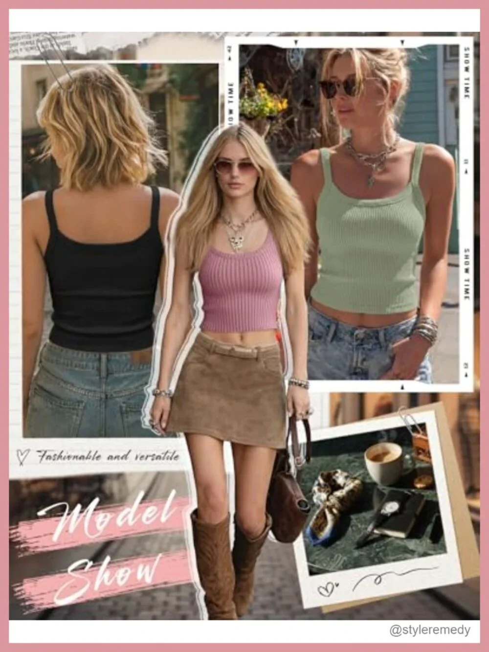 3 Pack Women's Ribbed Cotton Crop Tank Tops Spaghetti Strap Sleeveless Slim Fit